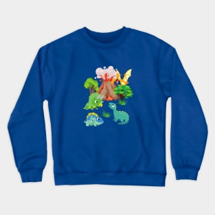 Dinosaurs and Volcano Crewneck Sweatshirt